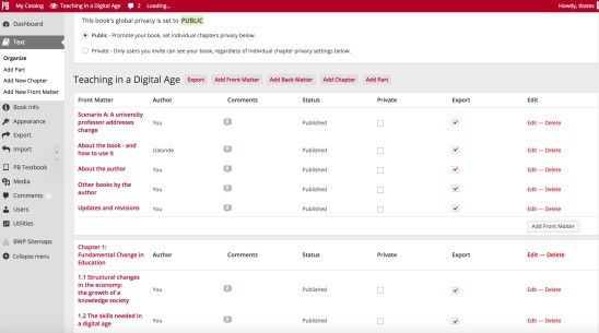 Figure 2: Text/organise page