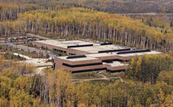 Athabasca University's campus near the town of Athabasca