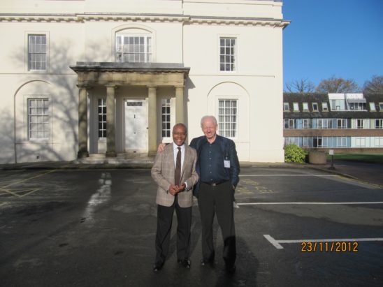 Maxim Jean-Louis (President, Contact North) and myself outside Walton Hall, the headquarters of the UK Open University, in 2012. It was my first visit since I left the OU in 1989.