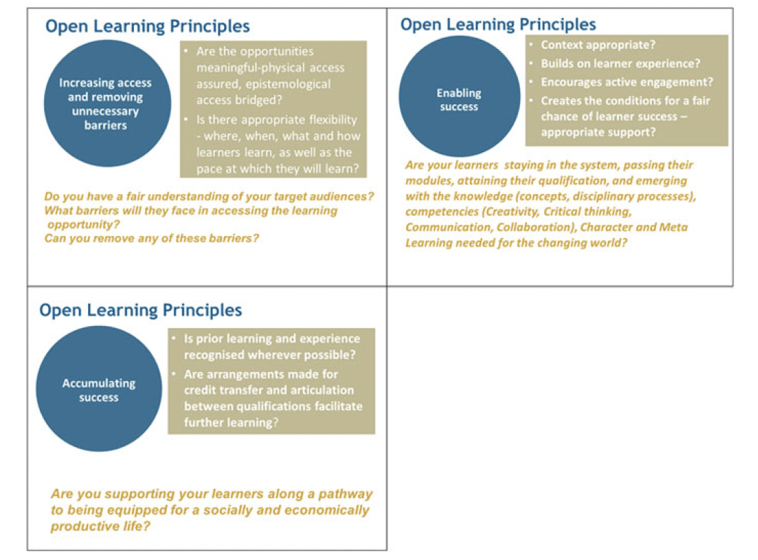 Graphic of SAIDE's open learning principles