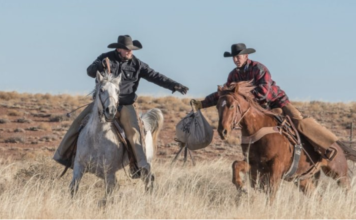 Handover of mail by the Pony Express