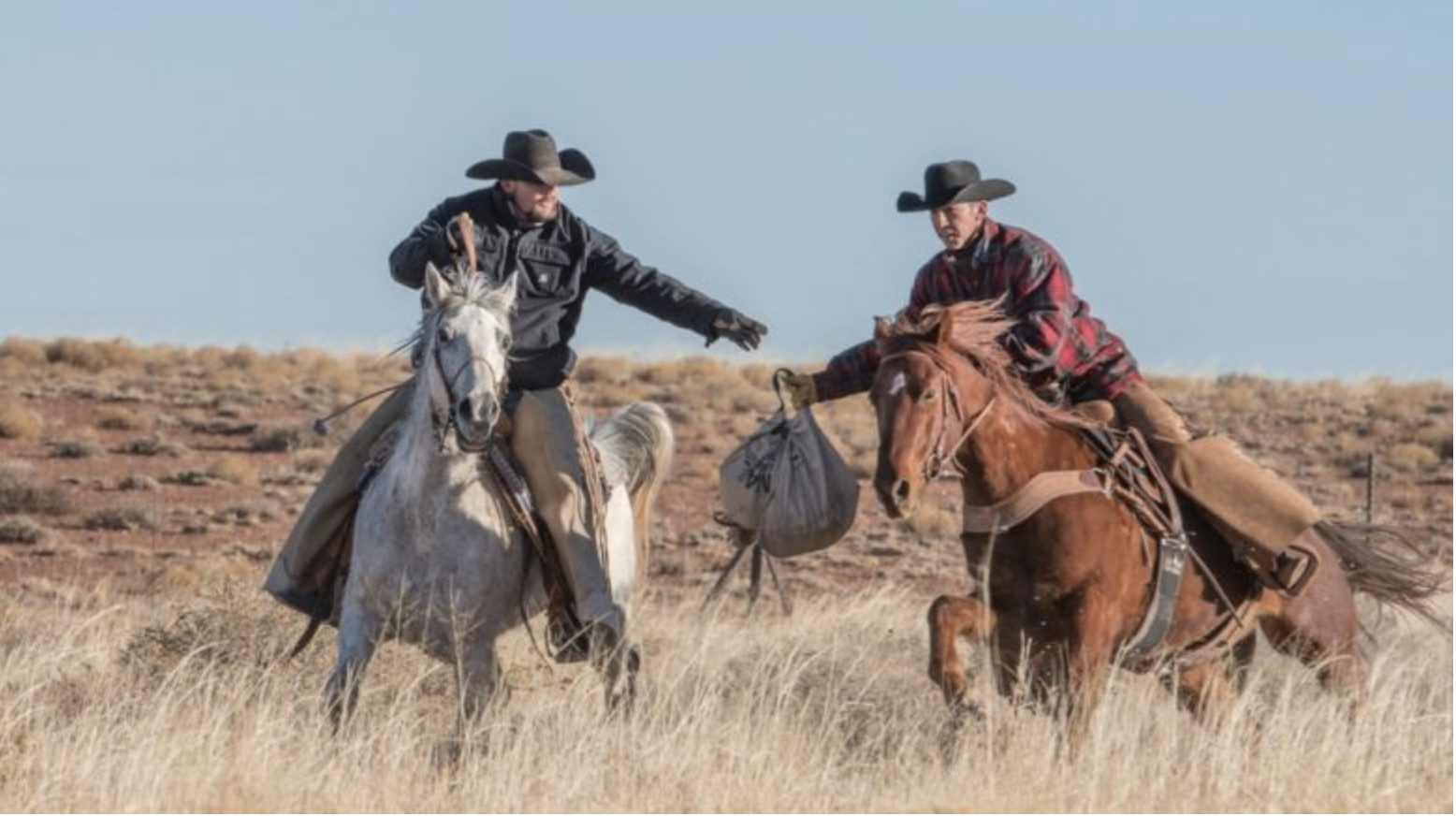 Handover of mail by the Pony Express